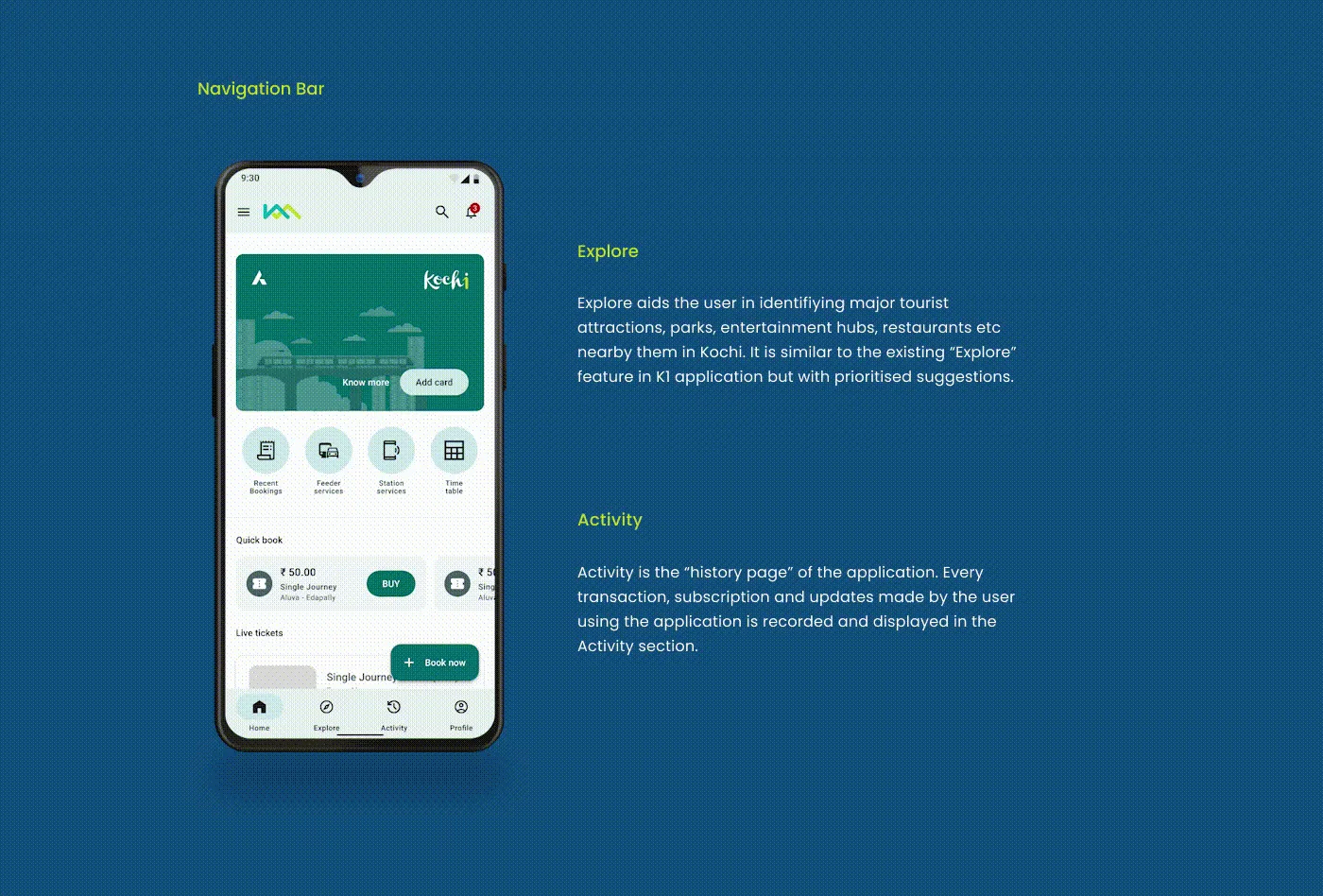 Animated Kochi 1 explore and activity features